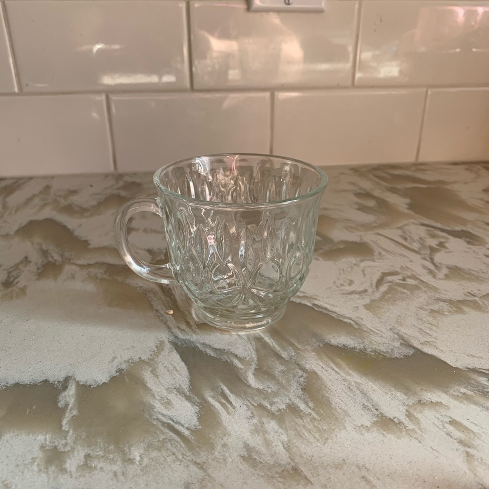 Crystal Glass Tea Cups W/ Handles